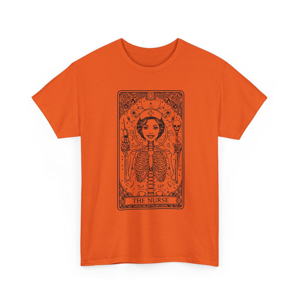 Tarot Nurse Graphic Tee — 'The Nurse' Skeleton Card T-Shirt
