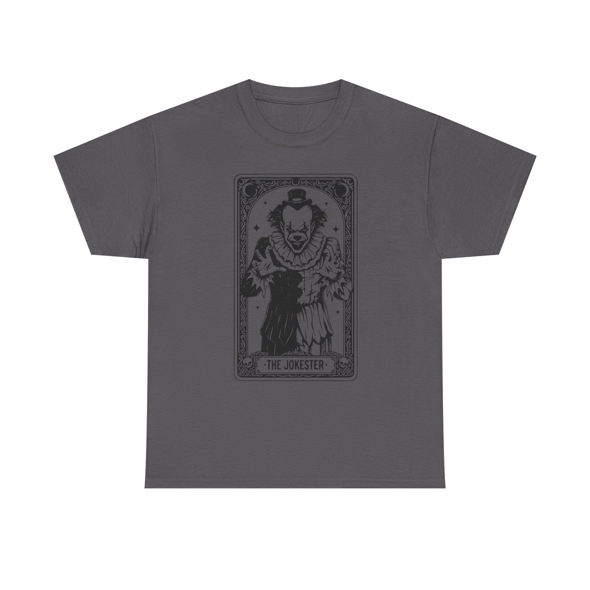 The Jokester Tarot Tee — Vintage Black & White Clown Graphic T‑Shirt