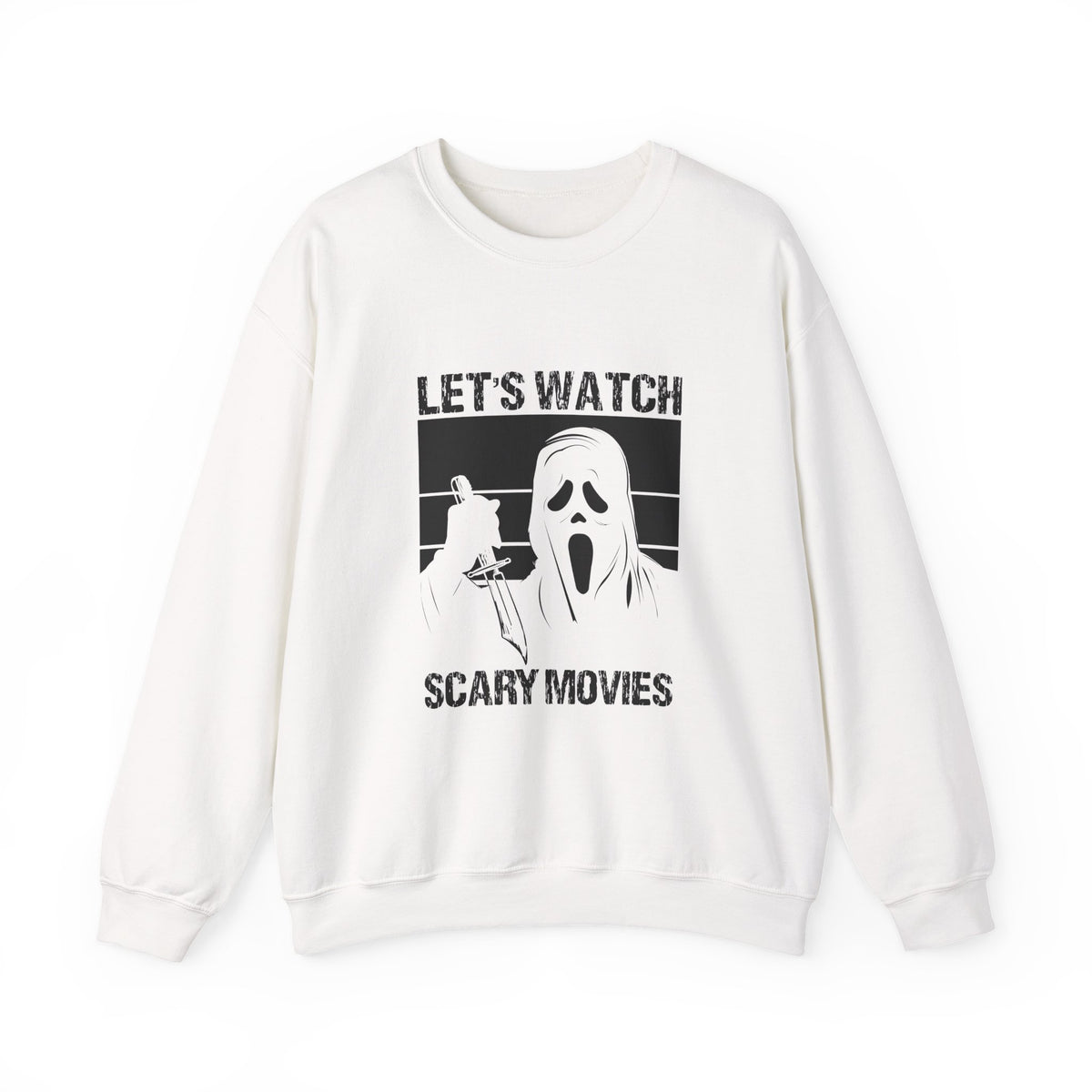 Horror Movie Crewneck Sweatshirt - "Let’s Watch Scary Movies" Ghost Design