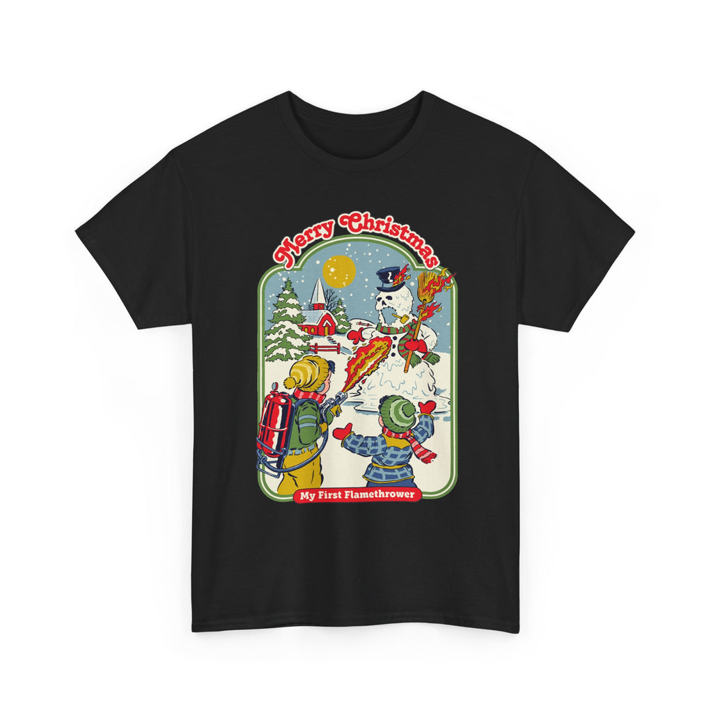 Christmas Kids Tee — 'Merry Christmas' Vintage Snowman Sledding Design