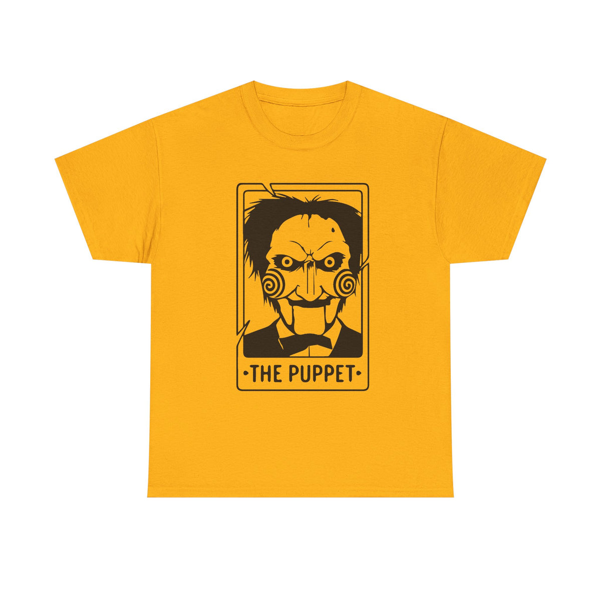 Horror Puppet Graphic Tee — "The Puppet" Vintage Creepy Mask T‑Shirt