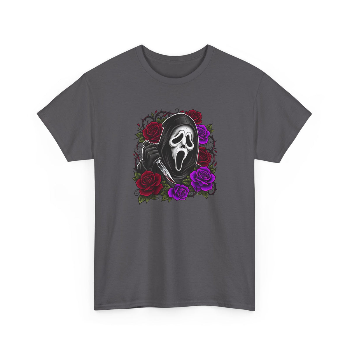 Scream Mask Roses T-Shirt — Gothic Horror Graphic Tee