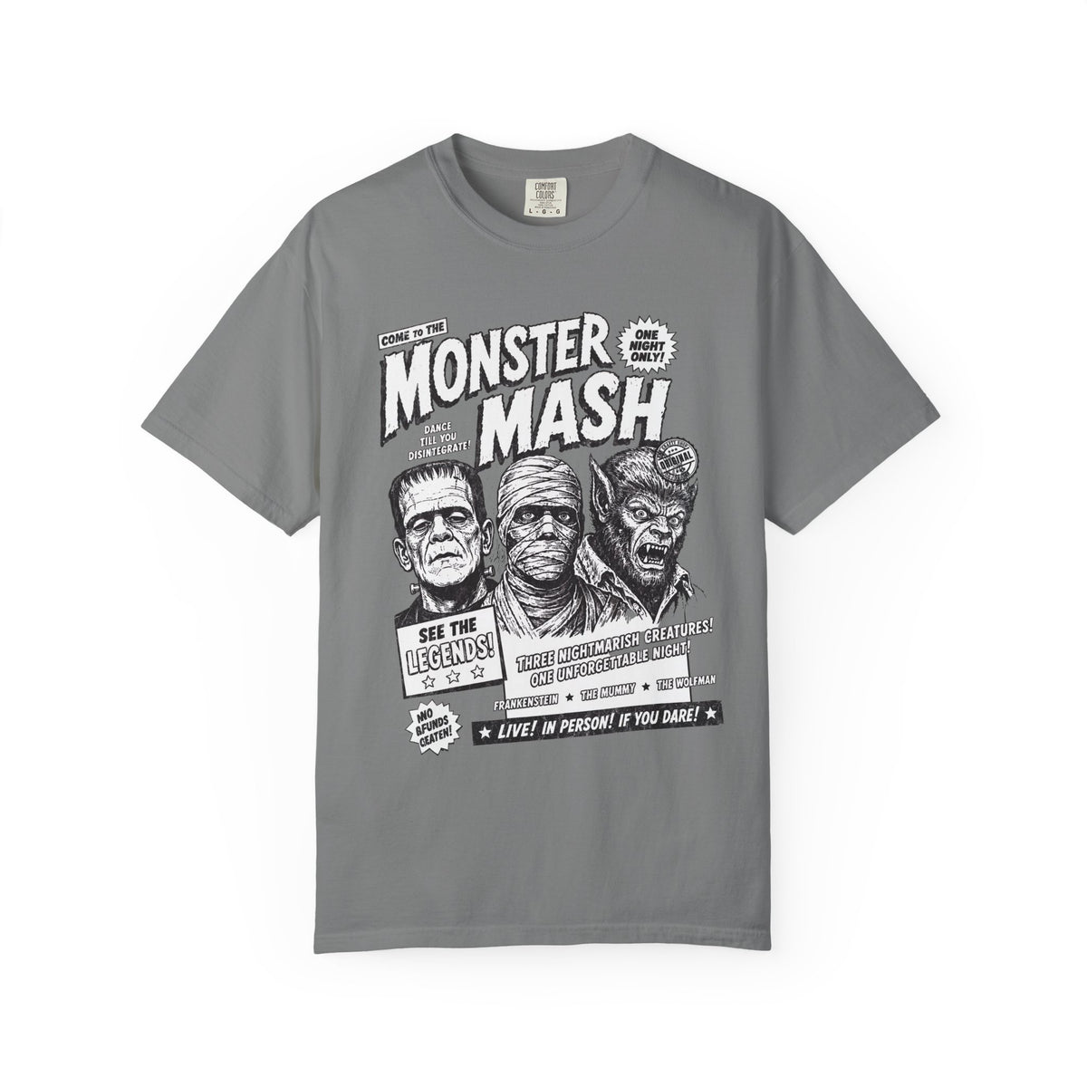 Monster Mash Vintage Horror T-Shirt — Retro Frankenstein Wolfman Mummy Concert Poster