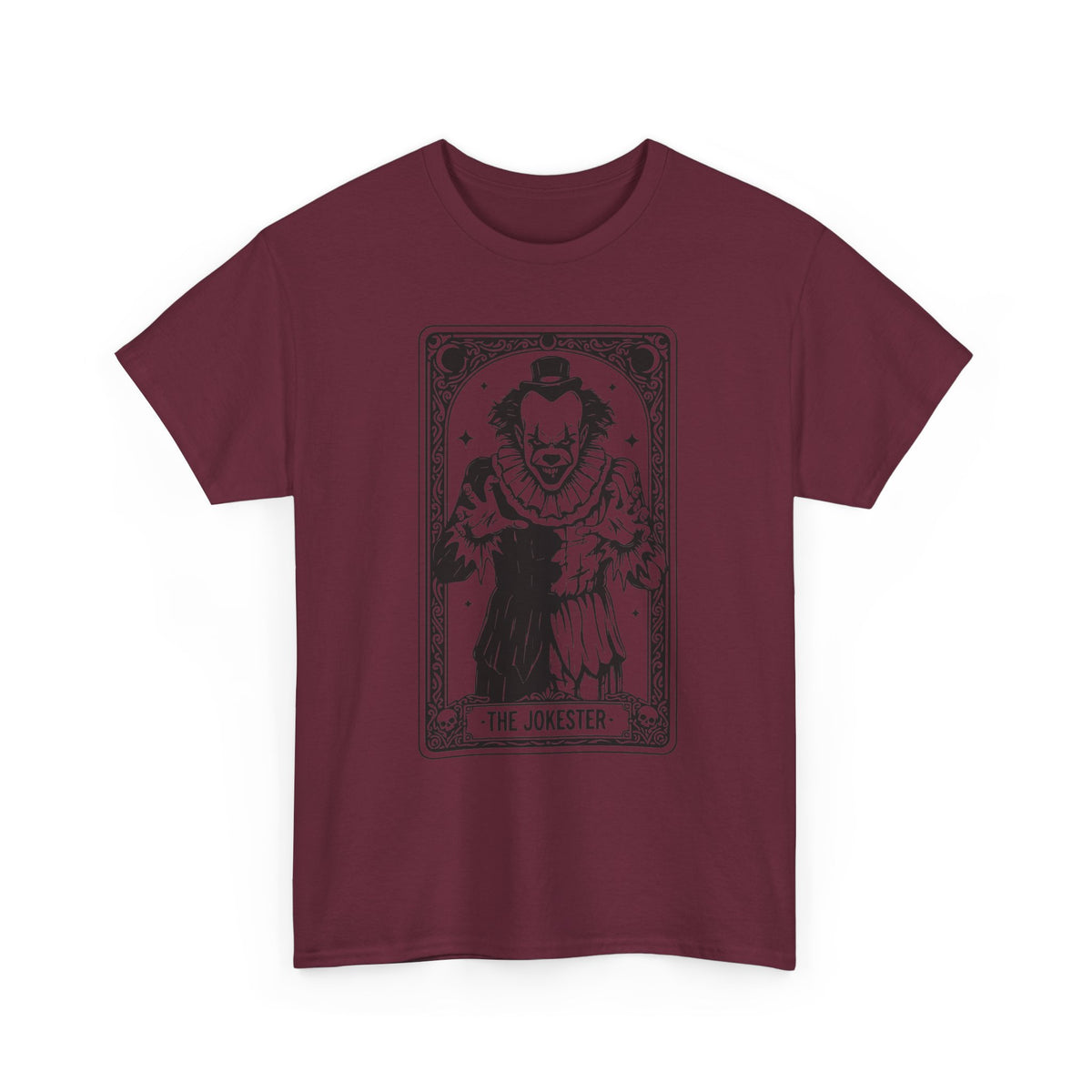 The Jokester Tarot Tee — Vintage Black & White Clown Graphic T‑Shirt