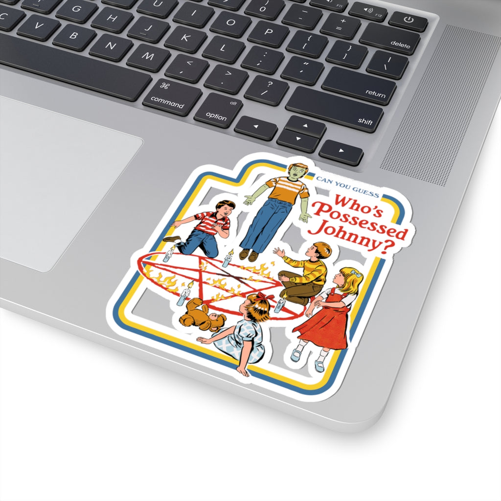 Who's Possessed Johnny? Kiss-Cut Sticker - Retro Creepy Kids Ouija Art