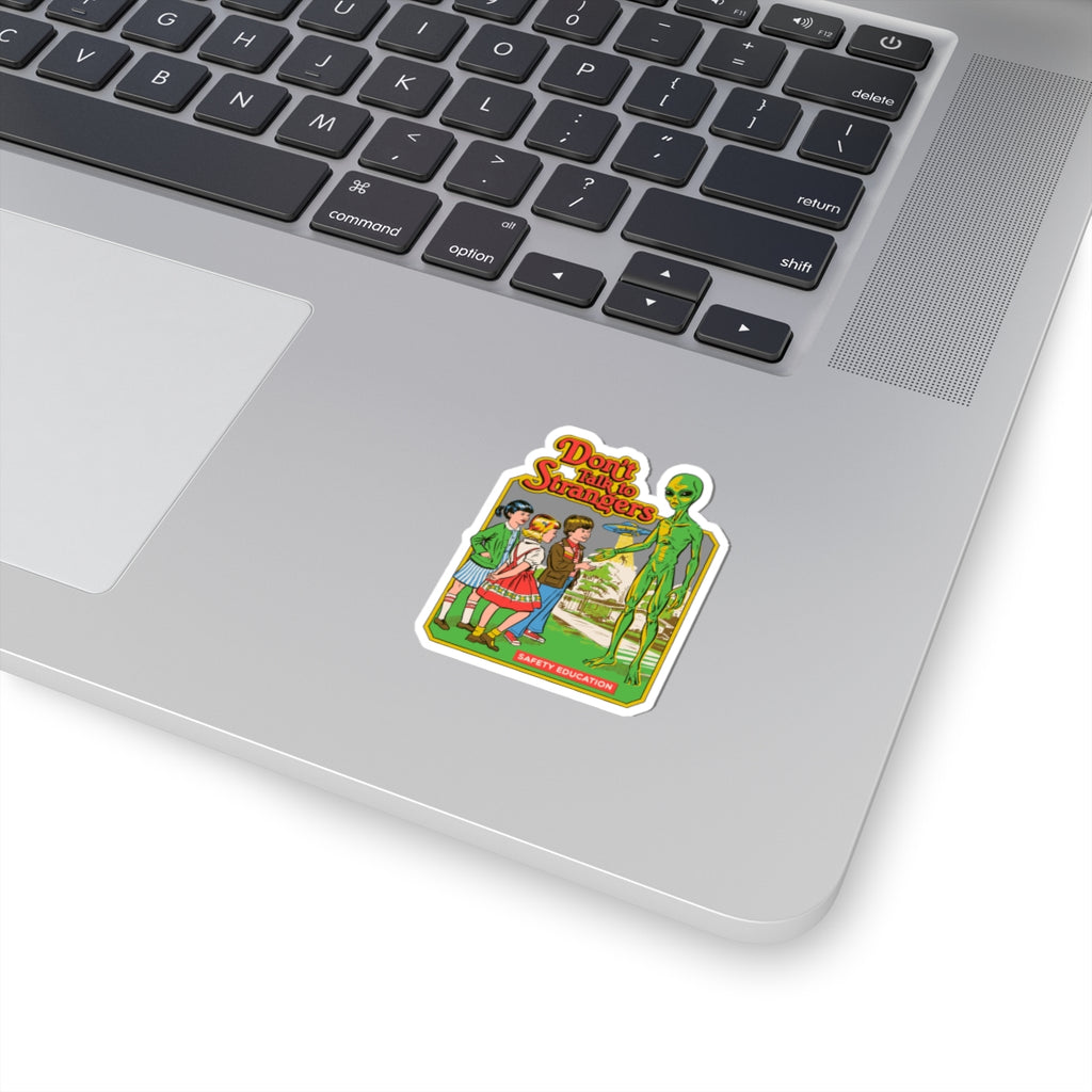 Don't Talk to Strangers Alien Sticker — Retro Safety Education Kiss-Cut Sticker