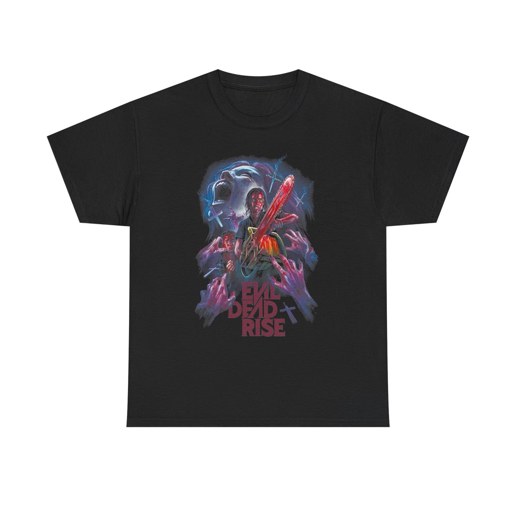 T-Shirt — Neon Horror Skull Guitar "Born to Ride" Graphic Tee