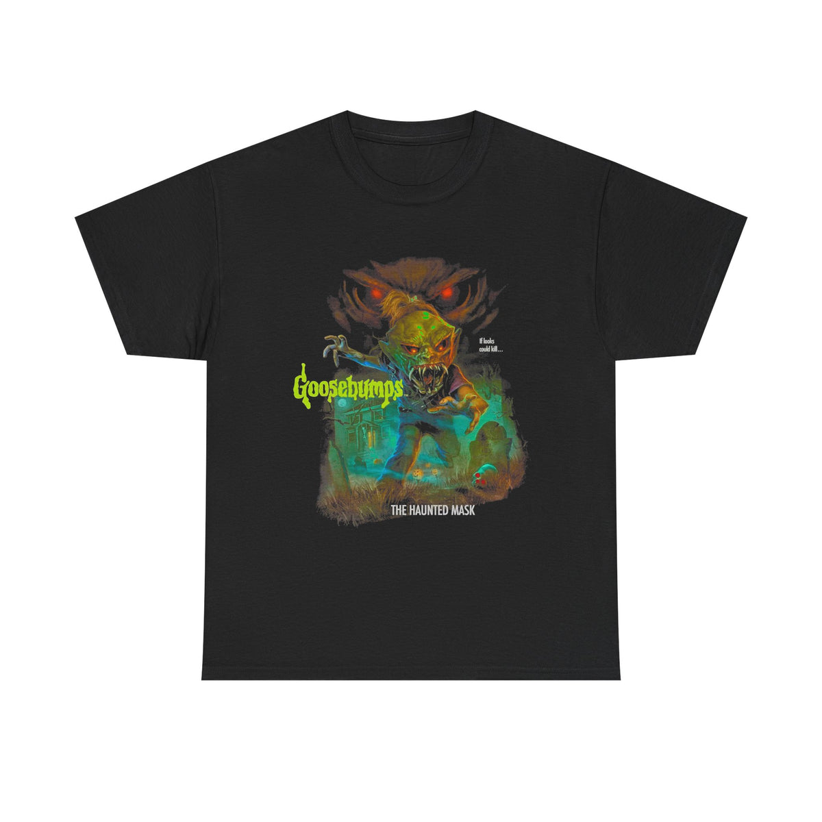 Haunted Mask Graphic Tee — Psychedelic Horror Band Shirt