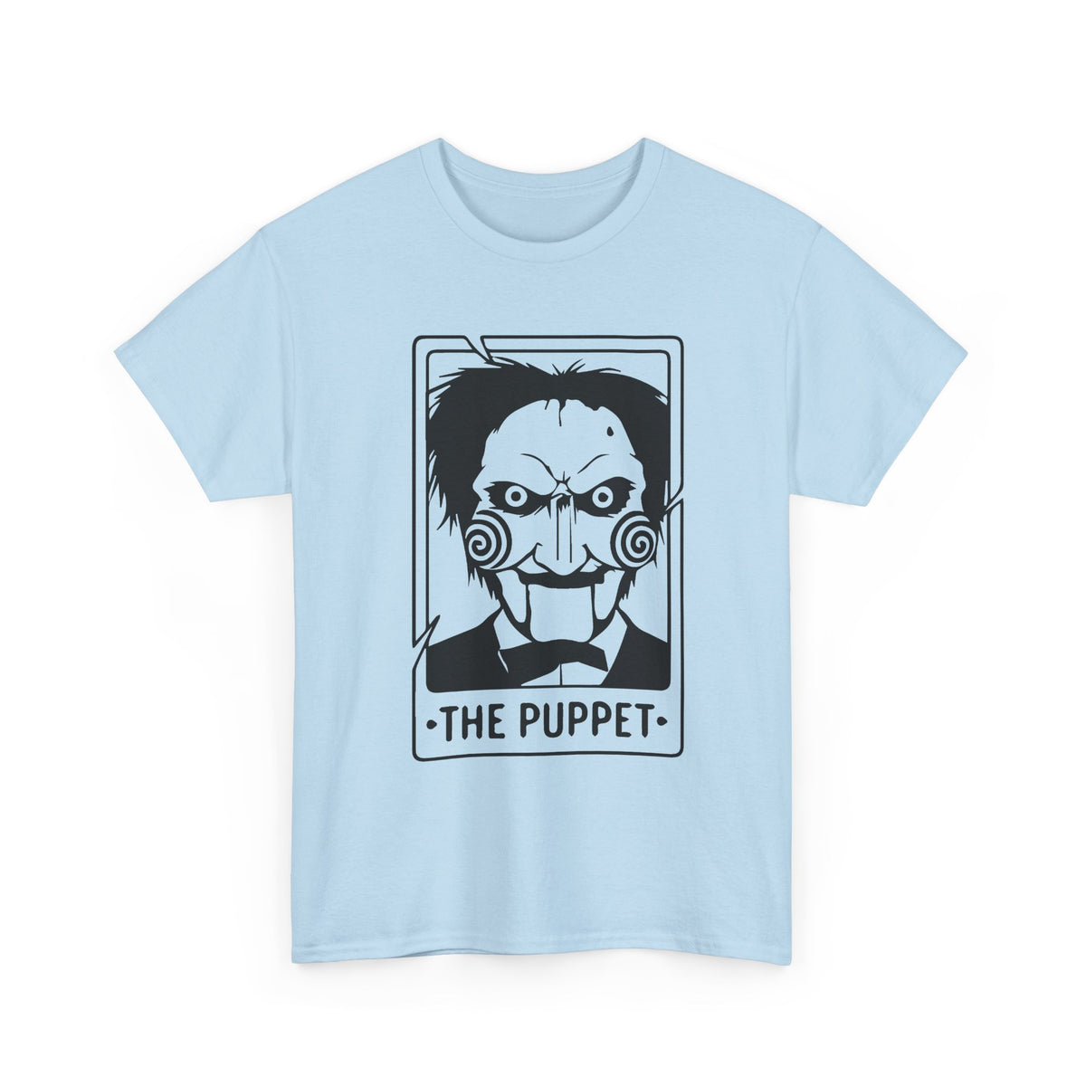 Horror Puppet Graphic Tee — "The Puppet" Vintage Creepy Mask T‑Shirt