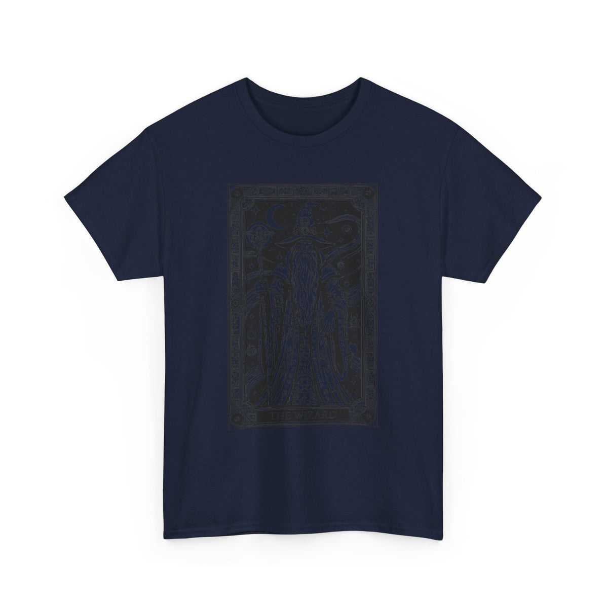 Tarot Wizard T-Shirt — Mystic Moon & Stars Occult Graphic Tee