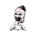 Horror Clown Kiss-Cut Sticker — Bloody Heart-Hand Zombie Joker Decal