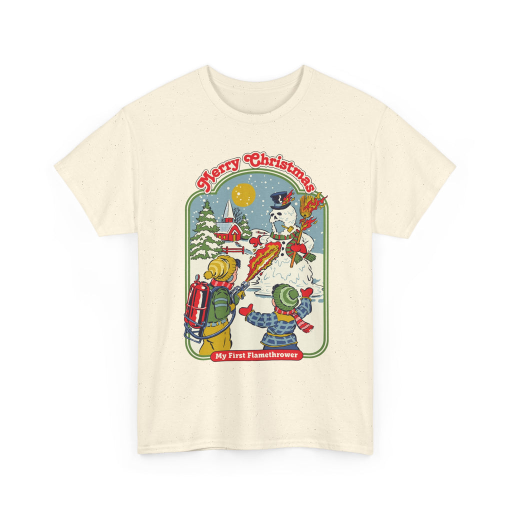 Christmas Kids Tee — 'Merry Christmas' Vintage Snowman Sledding Design