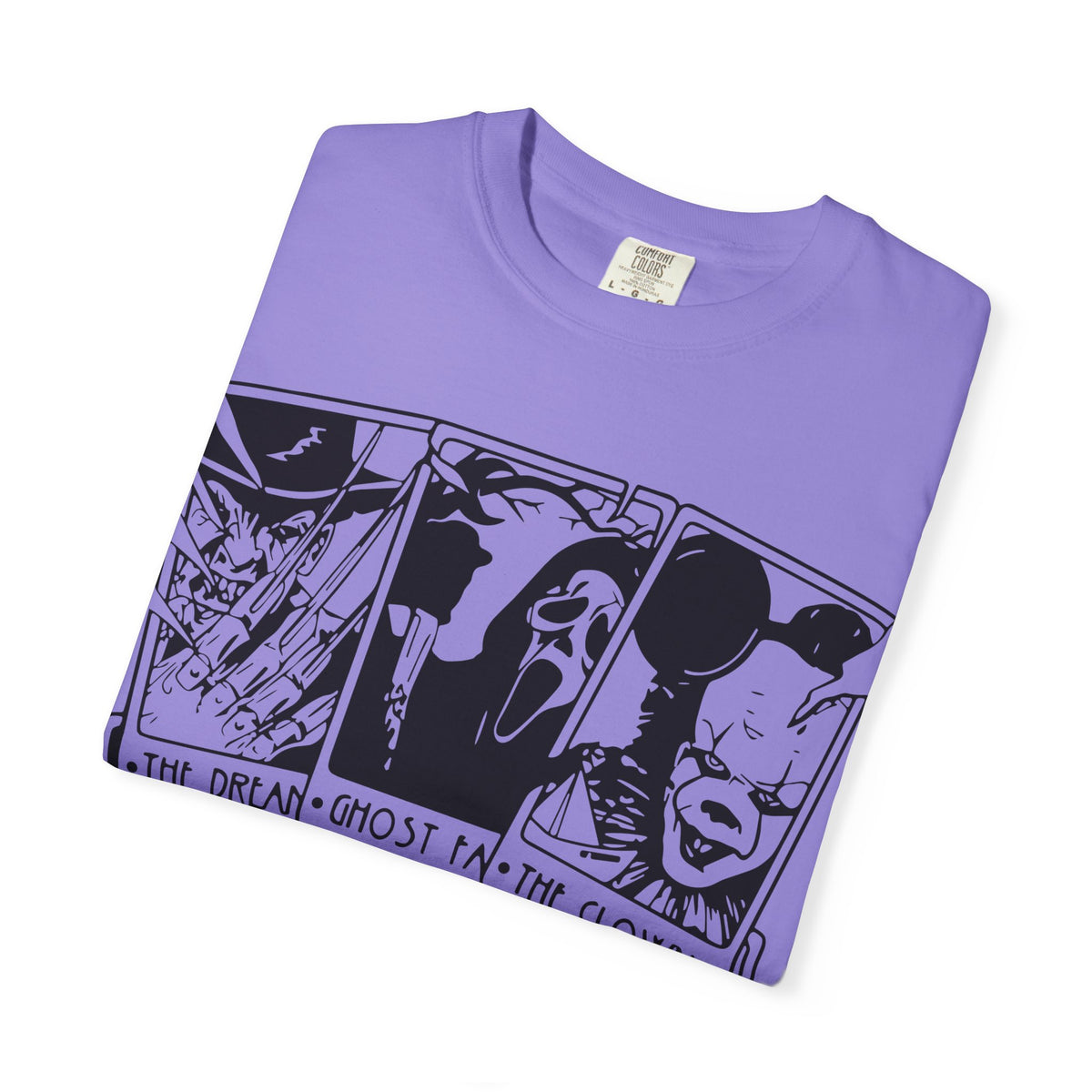 Horror Comic Panel T-Shirt — "The Dream, Ghost, Clown, Slasher, Puppet, Camper" Graphic Tee