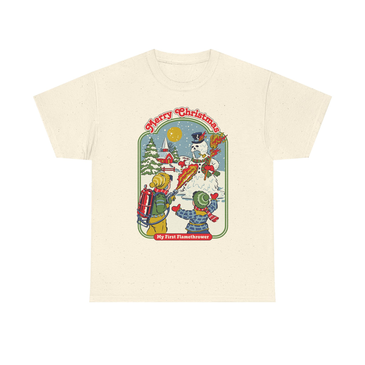 Christmas Kids Tee — 'Merry Christmas' Vintage Snowman Sledding Design