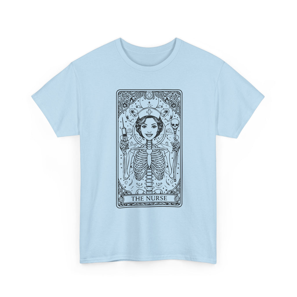 Tarot Nurse Graphic Tee — 'The Nurse' Skeleton Card T-Shirt