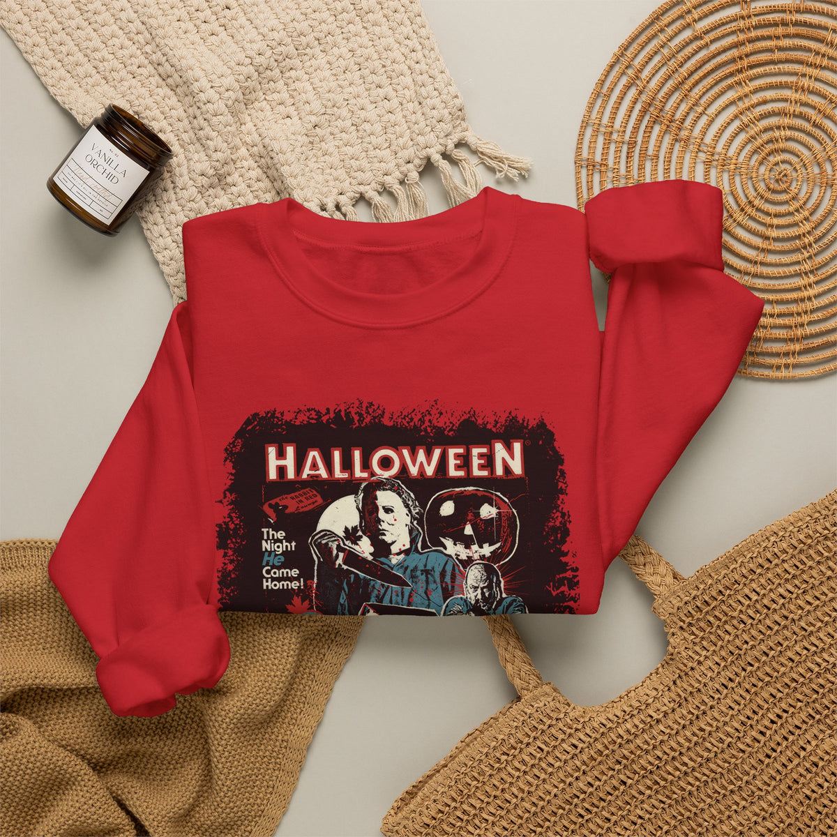 Halloween Horror Crewneck Sweatshirt — Retro Movie Monsters Graphic