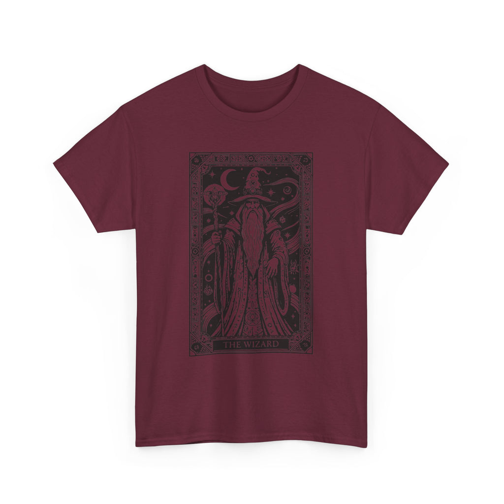 Tarot Wizard T-Shirt — Mystic Moon & Stars Occult Graphic Tee