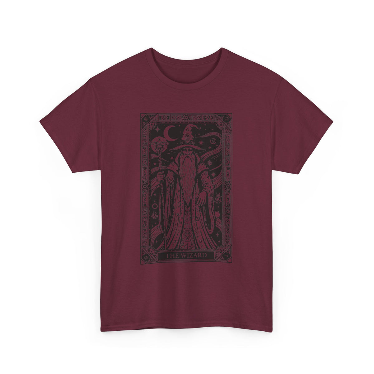 Tarot Wizard T-Shirt — Mystic Moon & Stars Occult Graphic Tee