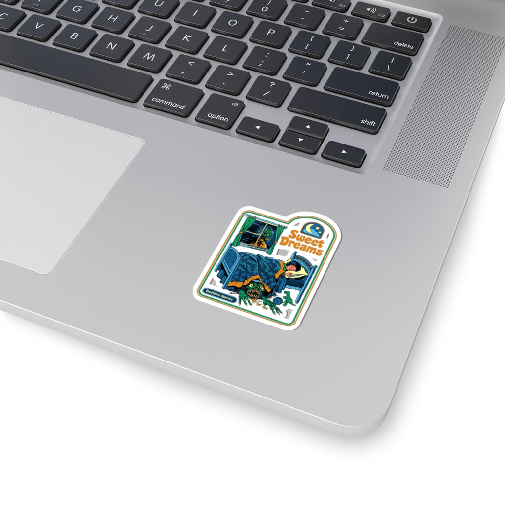 Sweet Dreams Horror Sticker — Retro Bedtime Monster Kiss-Cut Sticker