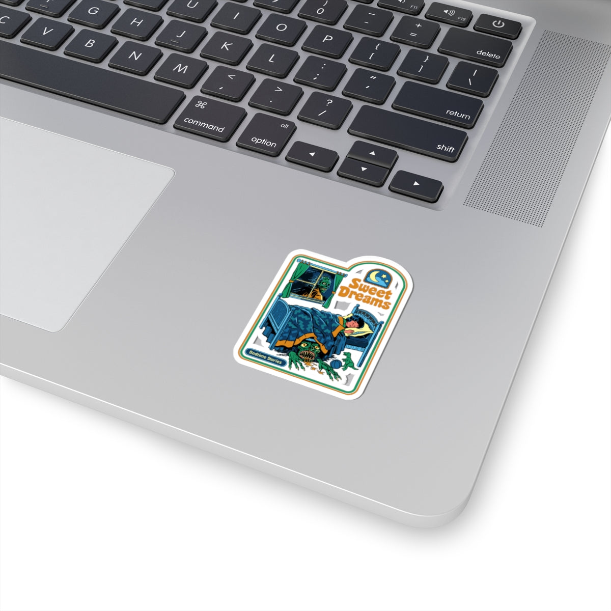 Sweet Dreams Horror Sticker — Retro Bedtime Monster Kiss-Cut Sticker