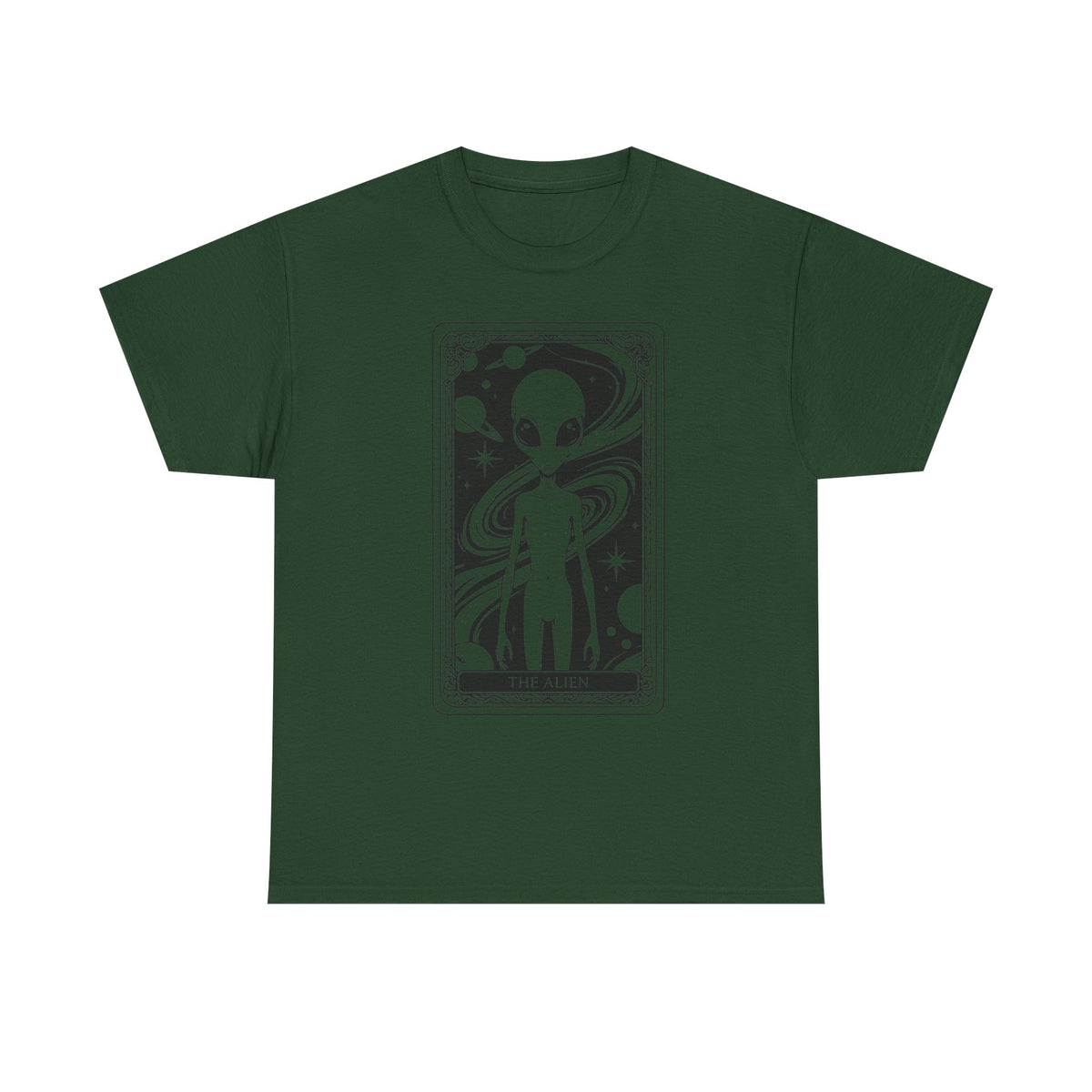 Alien Tarot Graphic Tee — Cosmic Space Alien Illustration Shirt
