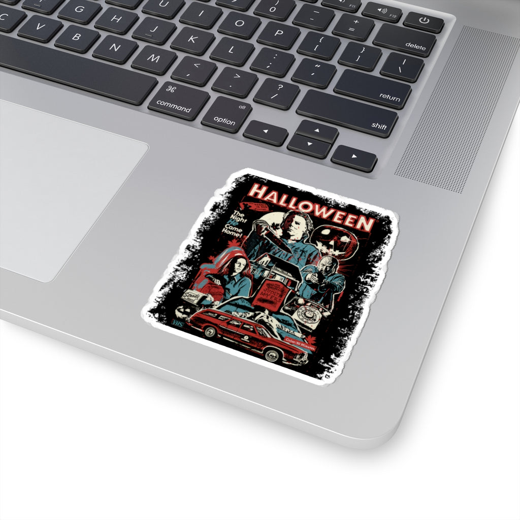 Halloween Movie Collage Sticker — Retro Michael Myers Kiss-Cut Decal