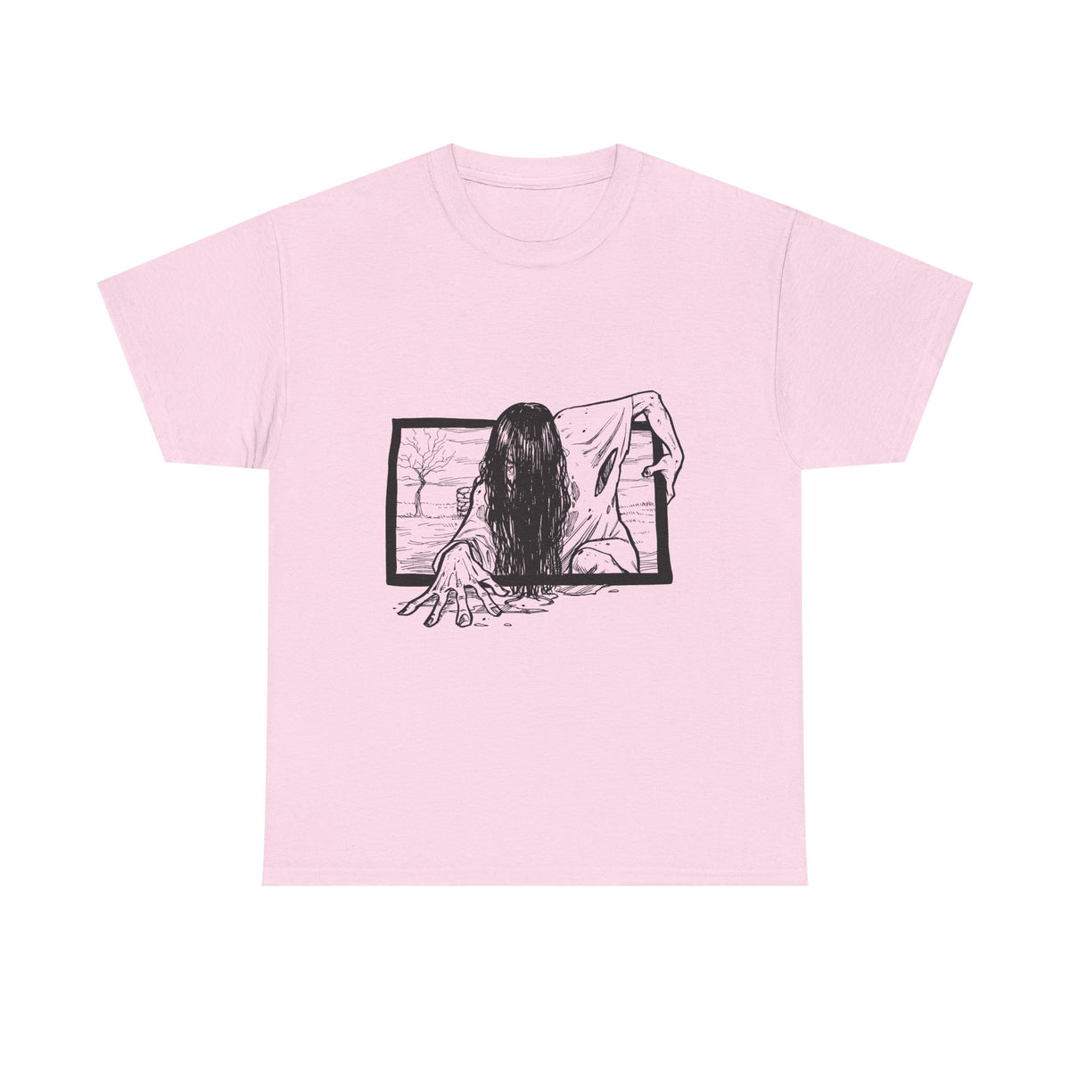 Horror Girl T‑Shirt — Creepy Window Ghost Graphic Tee