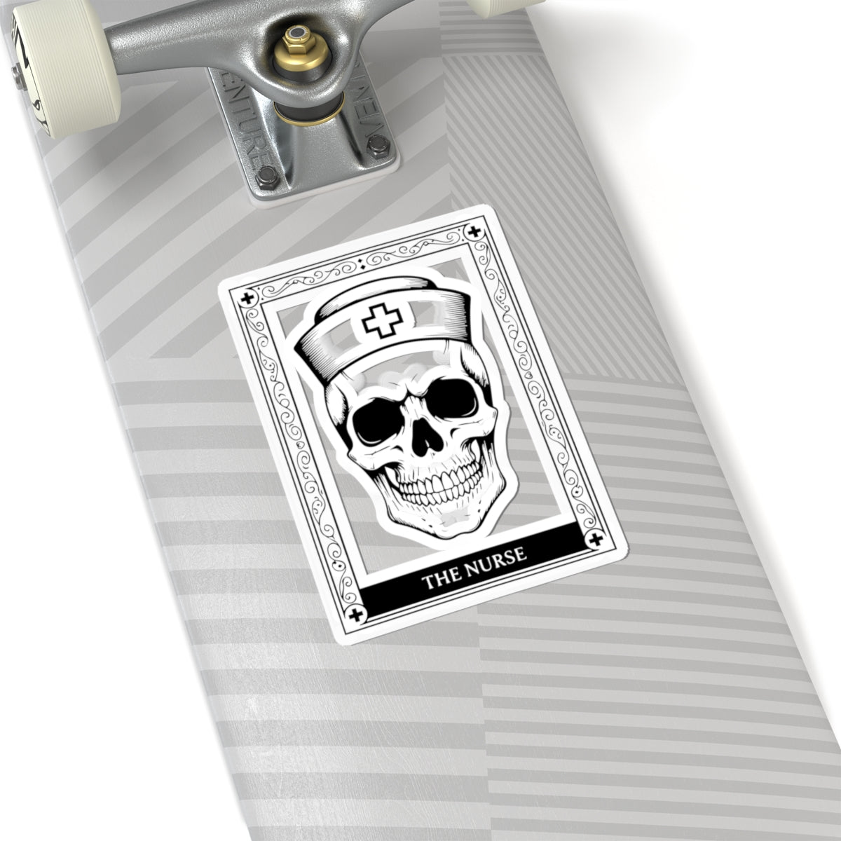 Skull Nurse Kiss-Cut Sticker — Gothic Medical Laptop Decal