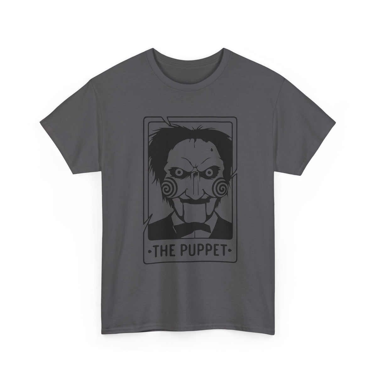 Horror Puppet Graphic Tee — "The Puppet" Vintage Creepy Mask T‑Shirt