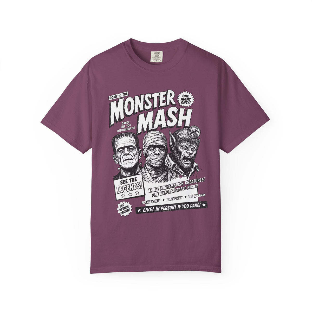 Monster Mash Vintage Horror T-Shirt — Retro Frankenstein Wolfman Mummy Concert Poster