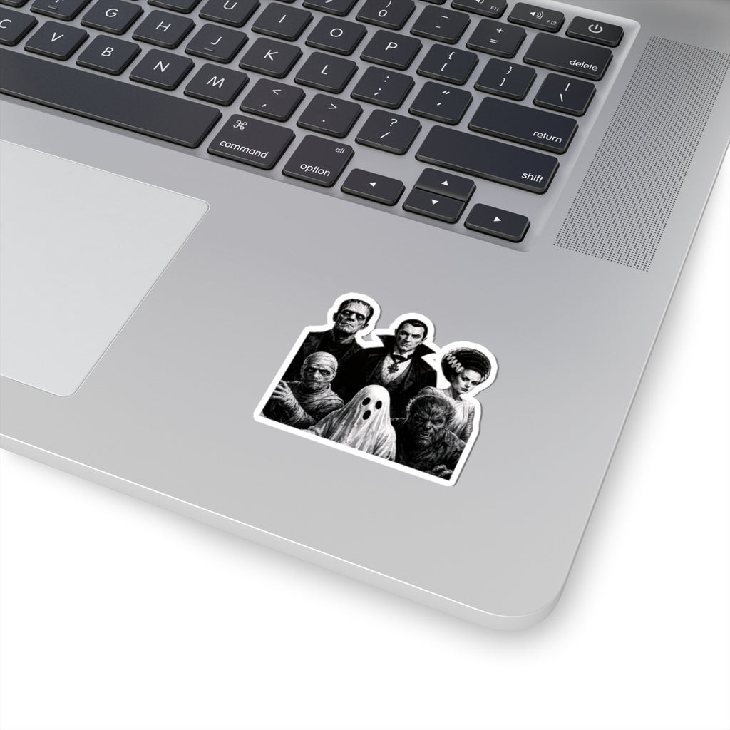 Classic Horror Monsters Kiss-Cut Sticker — Vintage Dracula, Frankenstein, Bride, Mummy & Wolfman Decal