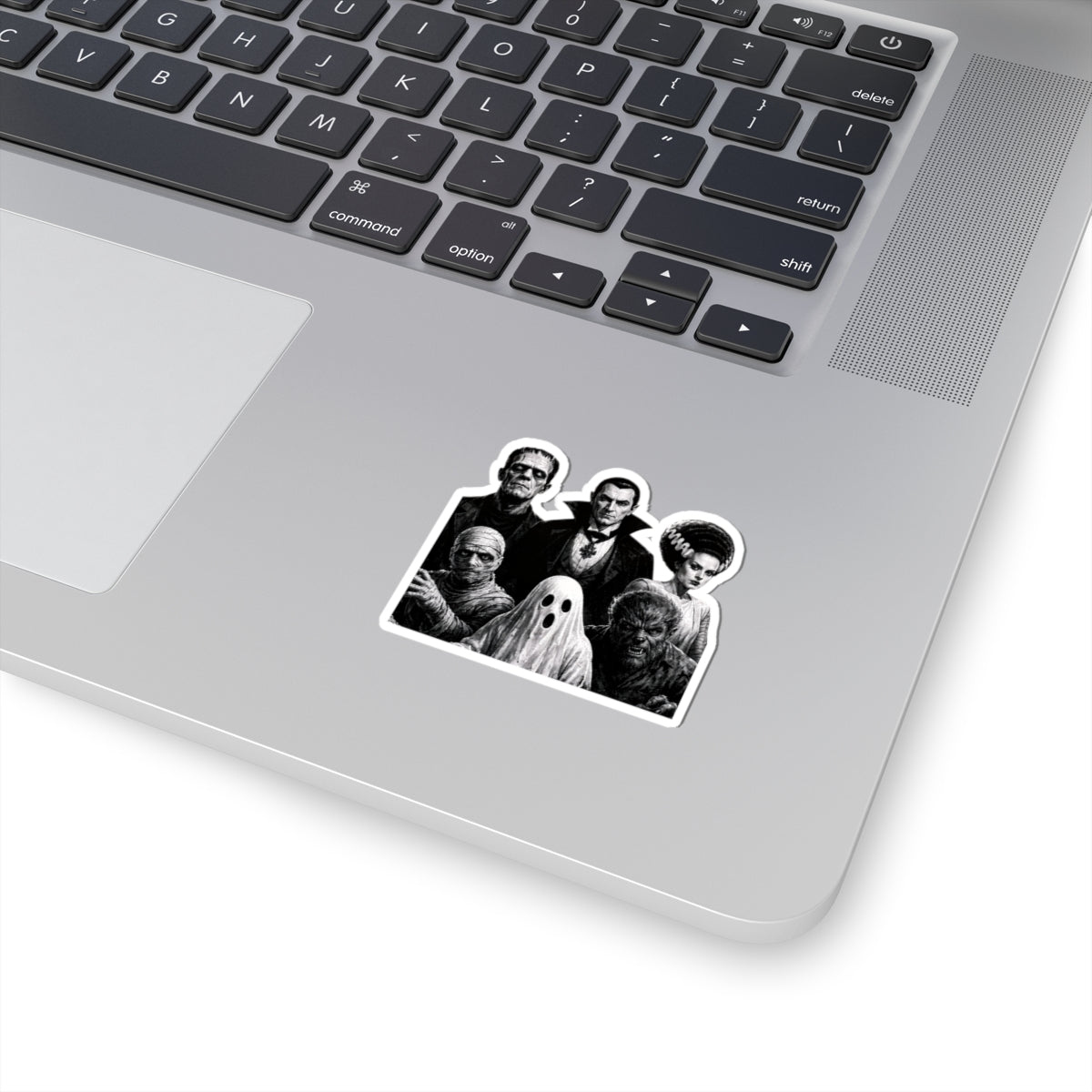 Classic Horror Monsters Kiss-Cut Sticker — Vintage Dracula, Frankenstein, Bride, Mummy & Wolfman Decal