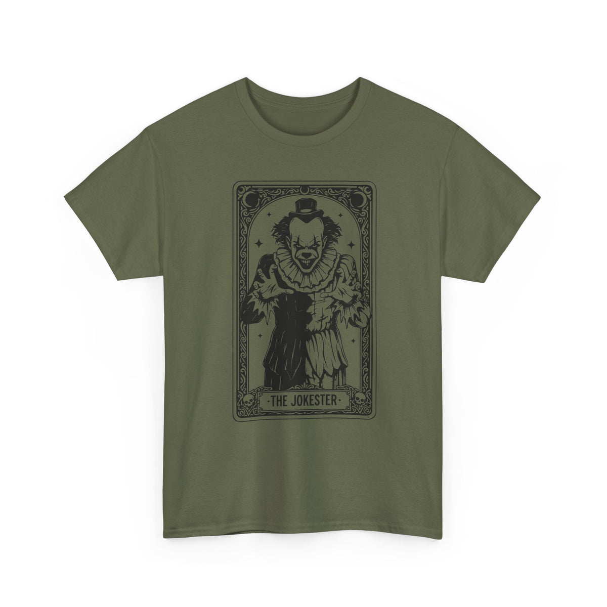 The Jokester Tarot Tee — Vintage Black & White Clown Graphic T‑Shirt