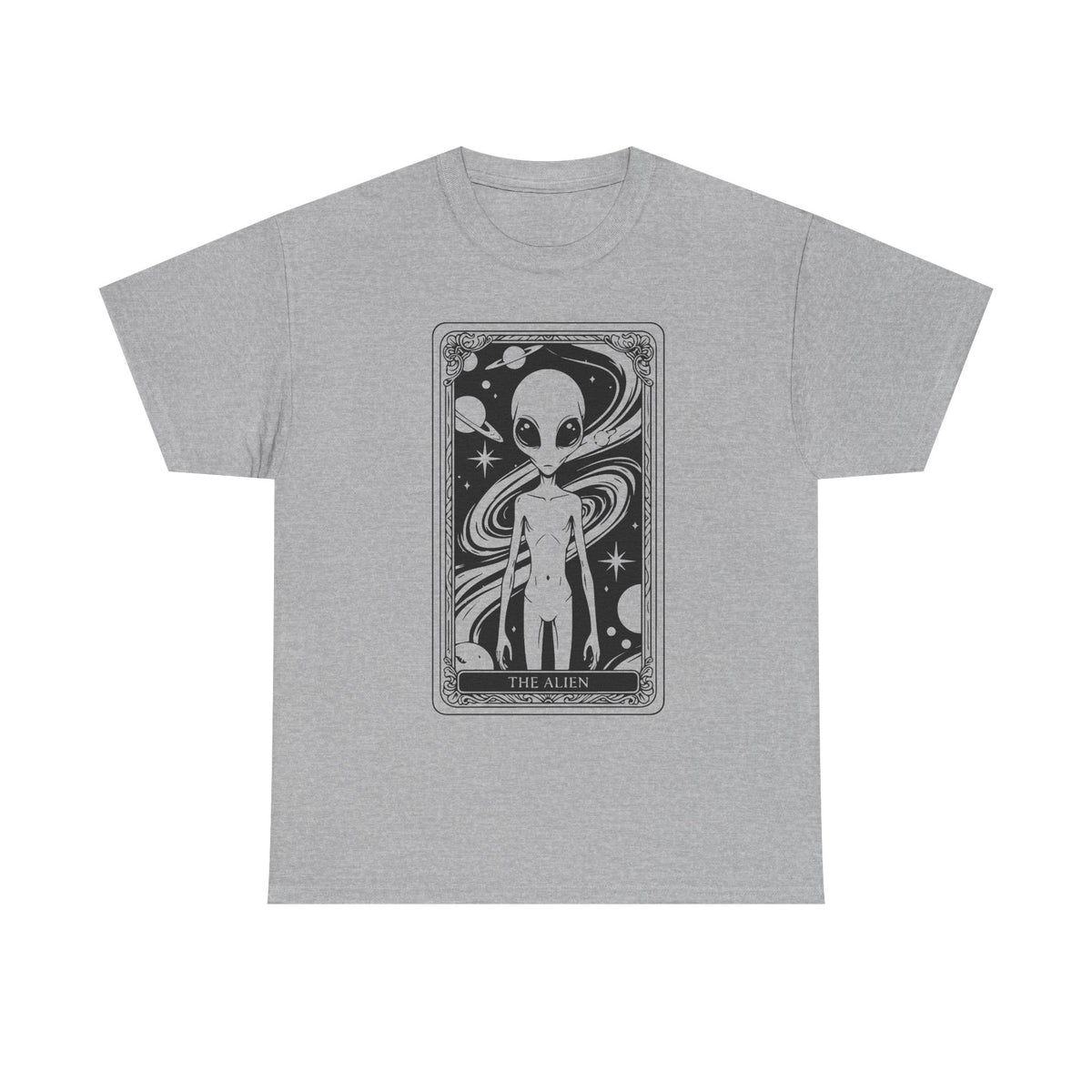 Alien Tarot Graphic Tee — Cosmic Space Alien Illustration Shirt