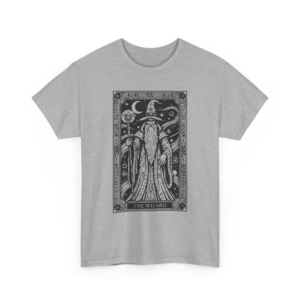 Tarot Wizard T-Shirt — Mystic Moon & Stars Occult Graphic Tee