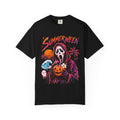 Summerween T-Shirt — Retro Horror Scream Mask Pumpkin Tee
