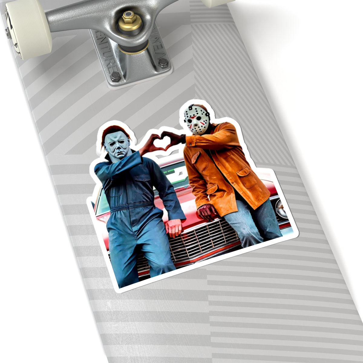 Horror Icons Heart Handshake Kiss-Cut Sticker