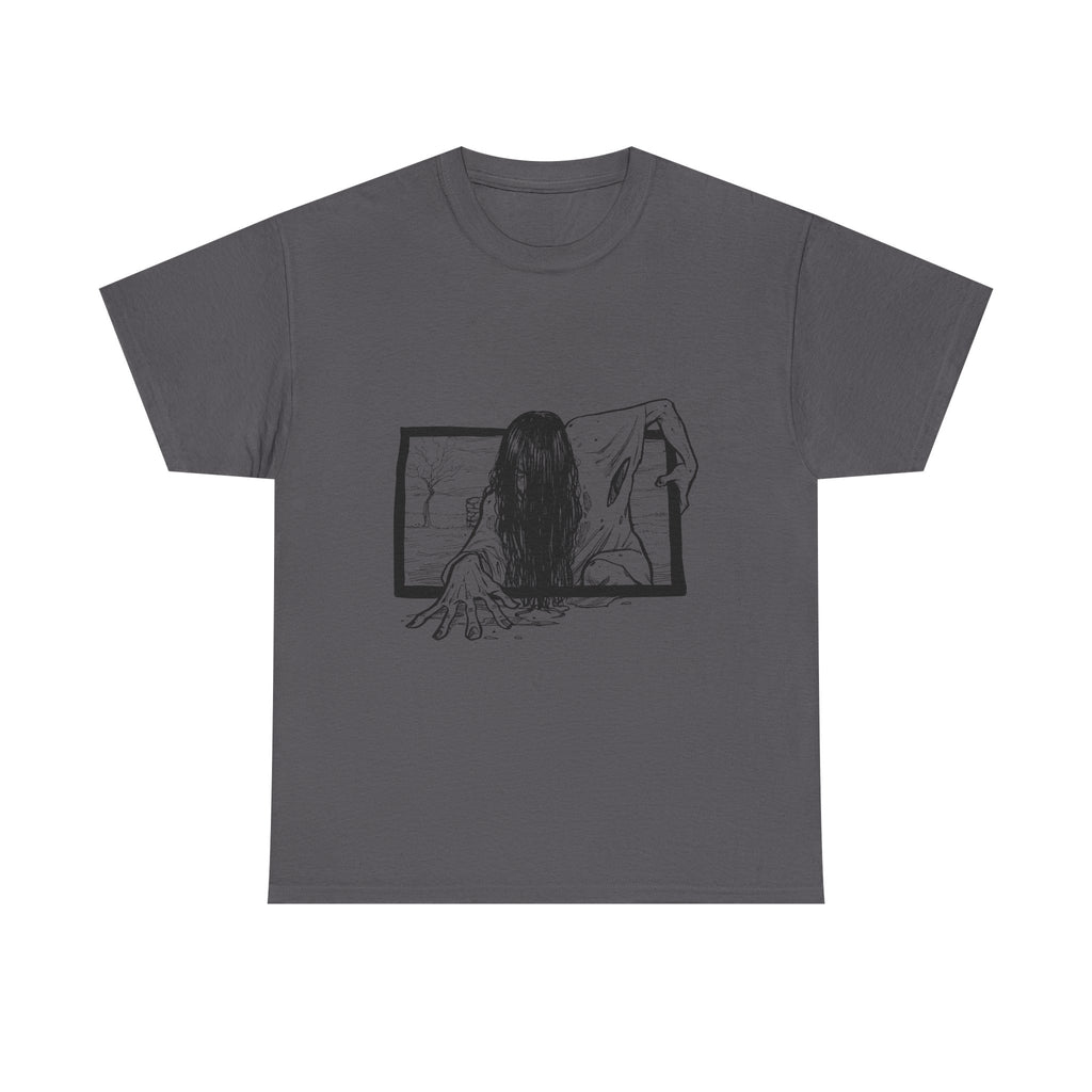 Horror Girl T‑Shirt — Creepy Window Ghost Graphic Tee