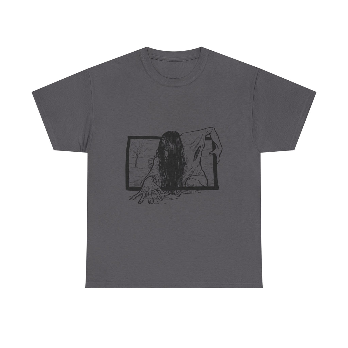 Horror Girl T‑Shirt — Creepy Window Ghost Graphic Tee