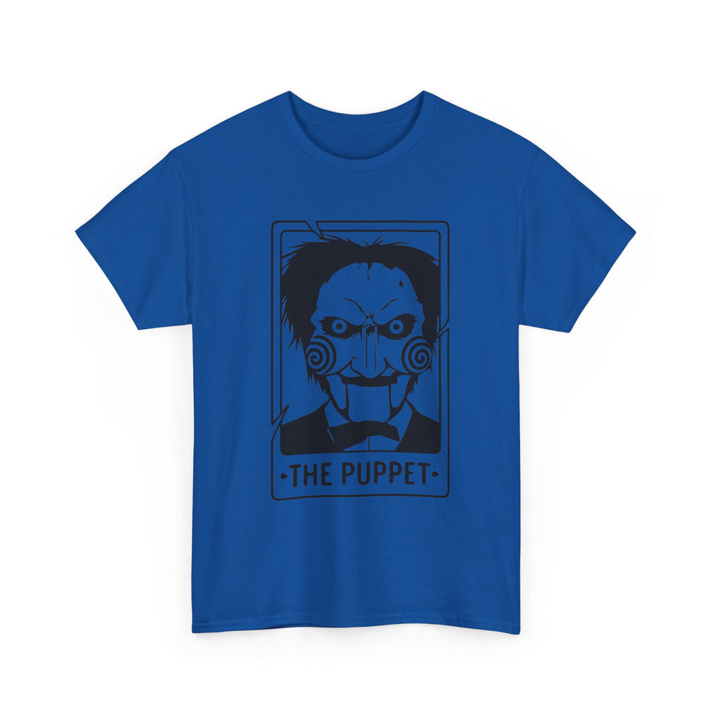 Horror Puppet Graphic Tee — "The Puppet" Vintage Creepy Mask T‑Shirt