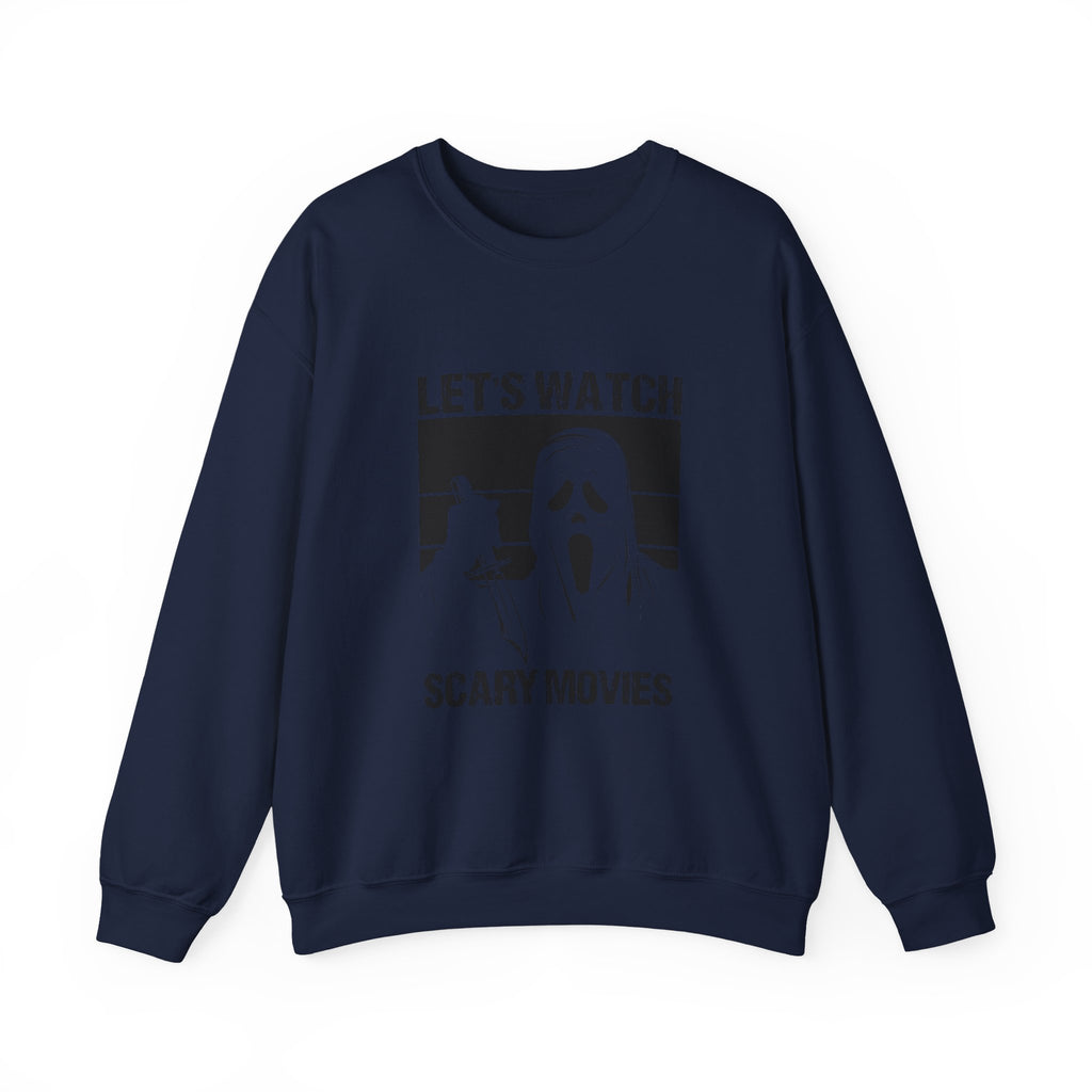 Horror Movie Crewneck Sweatshirt - "Let’s Watch Scary Movies" Ghost Design