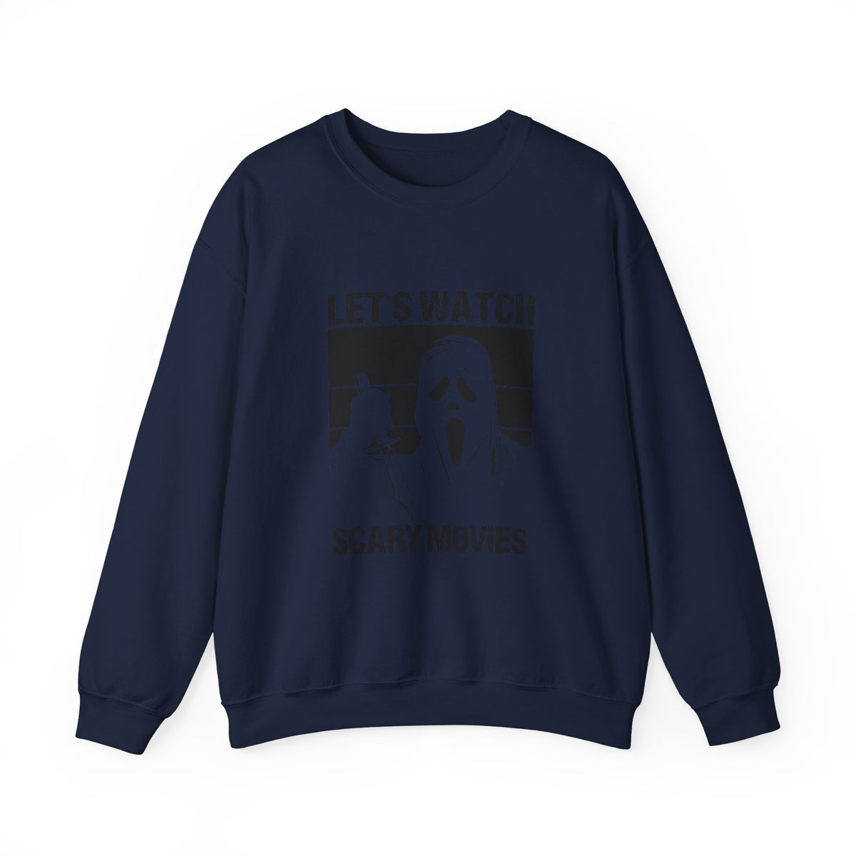 Horror Movie Crewneck Sweatshirt - "Let’s Watch Scary Movies" Ghost Design