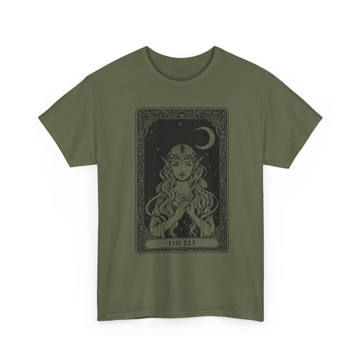 The Elf Tarot Card Tee — Mystical Moon Illustration T-Shirt
