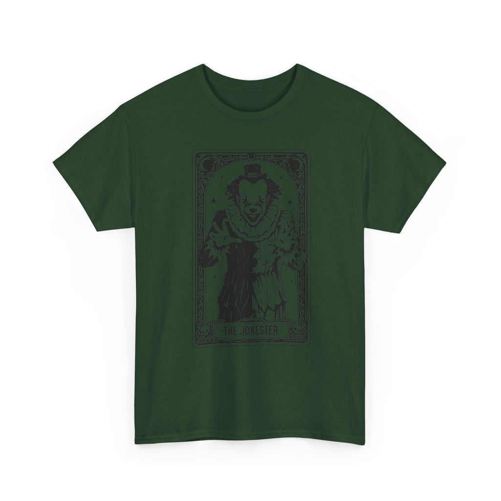 The Jokester Tarot Tee — Vintage Black & White Clown Graphic T‑Shirt