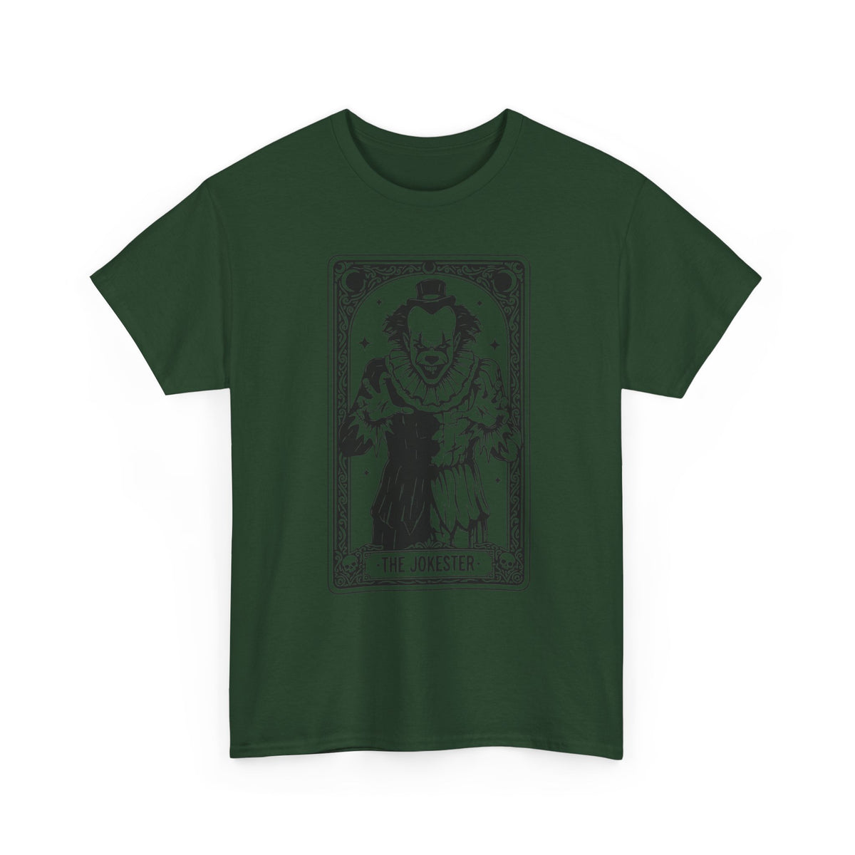 The Jokester Tarot Tee — Vintage Black & White Clown Graphic T‑Shirt