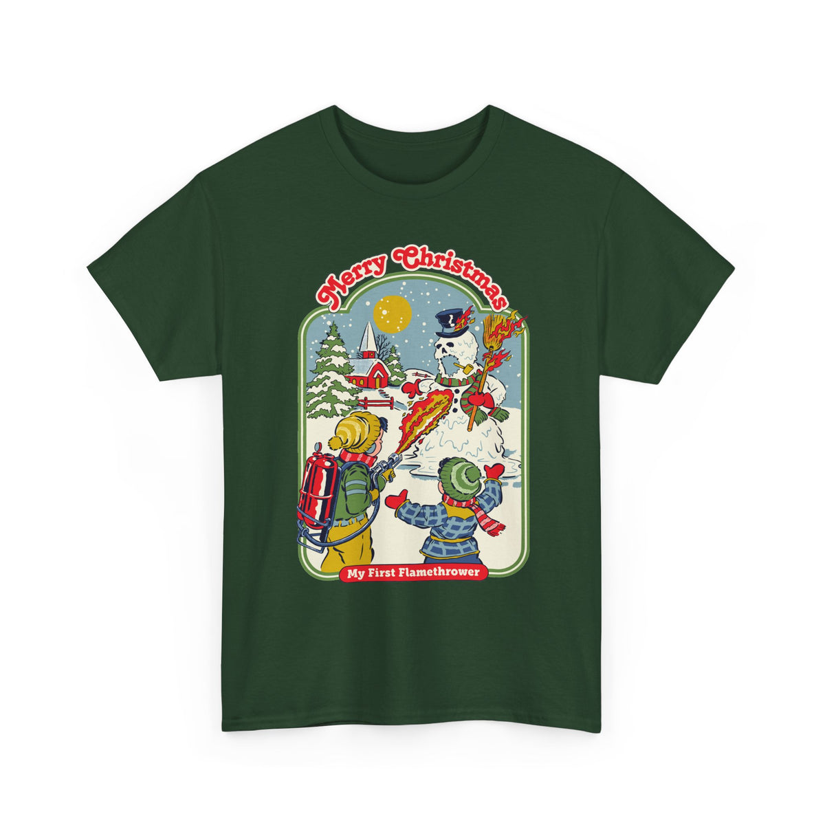 Christmas Kids Tee — 'Merry Christmas' Vintage Snowman Sledding Design