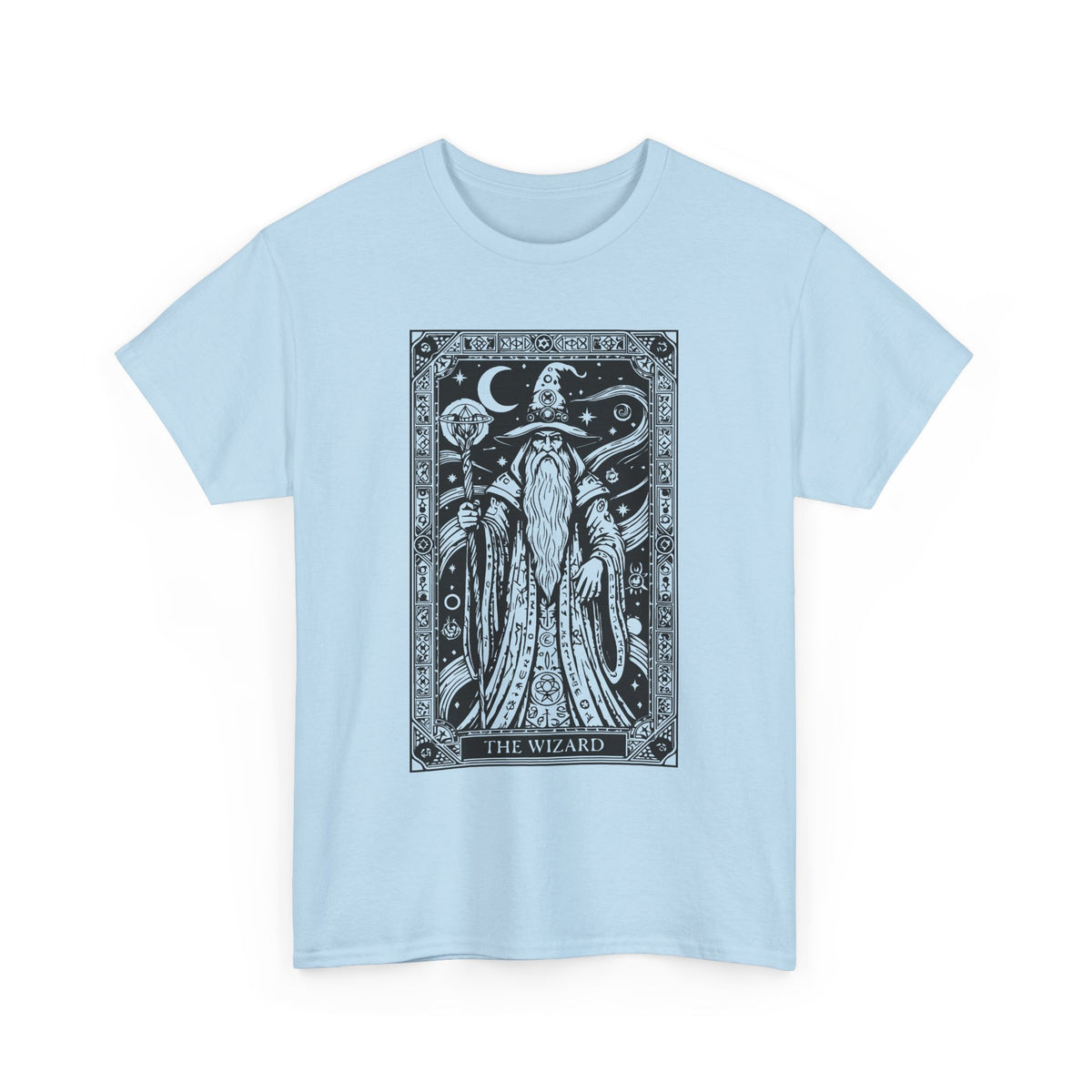Tarot Wizard T-Shirt — Mystic Moon & Stars Occult Graphic Tee