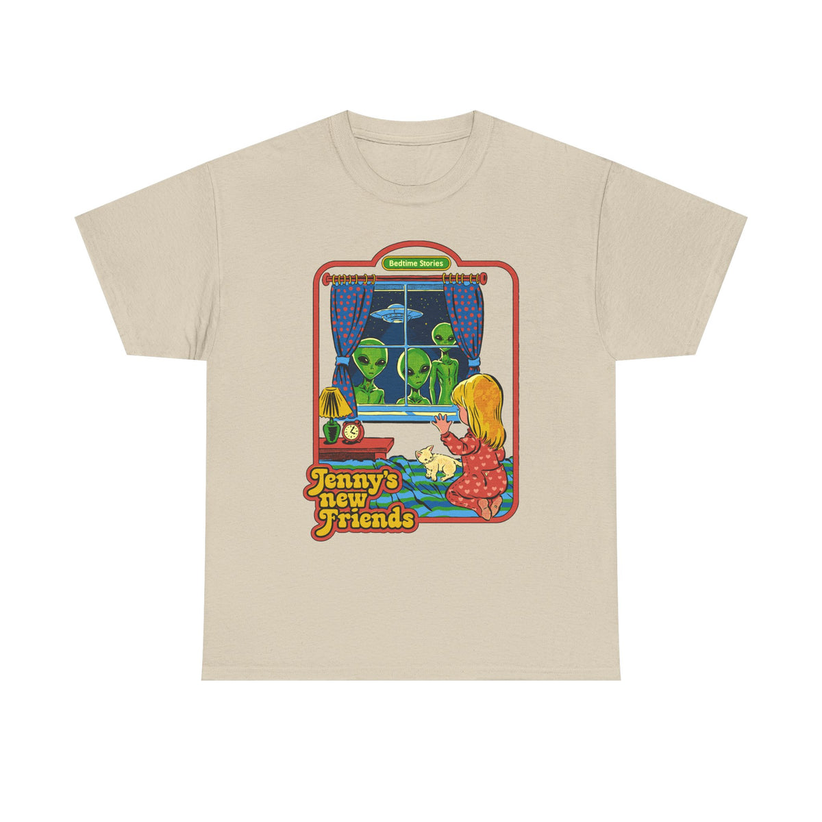 Vintage Kid & Aliens Tee — "Jenny's New Friends" Retro Graphic T-Shirt