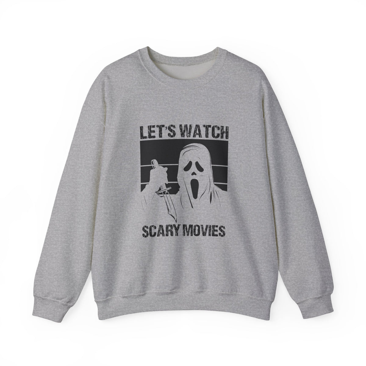 Horror Movie Crewneck Sweatshirt - "Let’s Watch Scary Movies" Ghost Design
