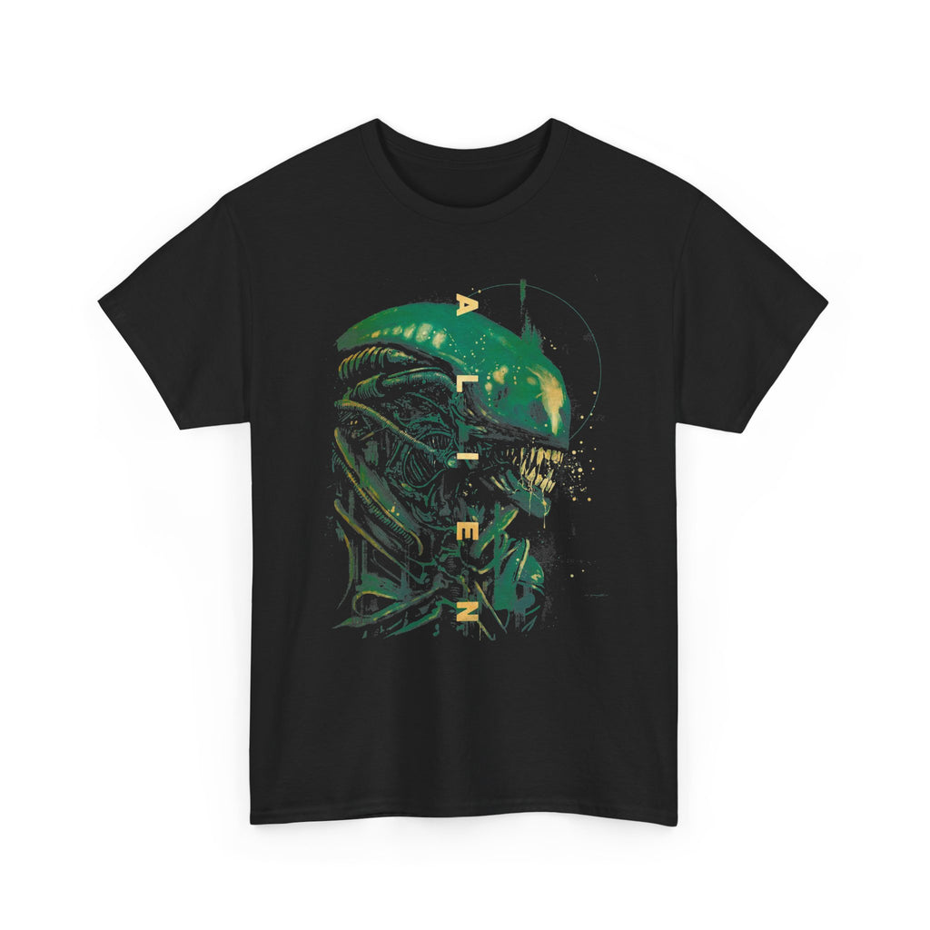 Alien Skull Graphic T-Shirt – Green Sci‑Fi Predator Illustration Tee